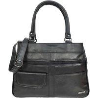 House of Leather Women's Womens Leather Shoulder Bag HOL3591 in Black