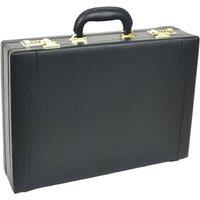 House of Leather Men's Leather Attache Briefcase Expandable HOL1196 in Black