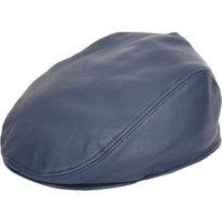 House of Leather Men's Real Leather Flat Cap Newsboy Hat in Navy | Size: XL