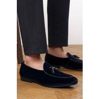 Where's That From Men's 'Evan' Velvet/Patent Tassel Loafer Classic Formal Dress Shoes in Navy | Size: 11