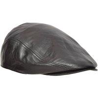 House of Leather Men's Real Leather Flat Cap Newsboy Hat in Black | Size: Large