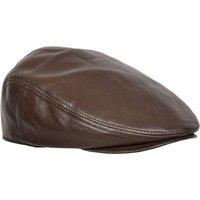 House of Leather Men's Real Leather Flat Cap Newsboy Hat in Brown | Size: Medium