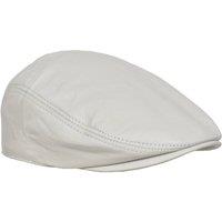 House of Leather Men's Real Leather Flat Cap Newsboy Hat in White | Size: Small
