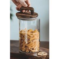 Living and Home 800ML Glass Storage Jars Canister Pots Food Cereal Container with Wooden Airtight Lids in Clear