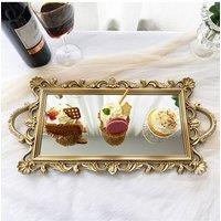 Living and Home Mirror Base Serving Tray in Gold