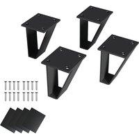Living and Home 10cm H Trapezoidal Metal Furniture Legs for Sofas or Storage Cabinets in Black