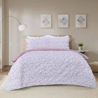 Smart Living Printed Rouched Pleat Ditsy Leaves Reversible Duvet Cover & Pillowcase in Pink | Size: Single