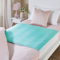 Amelie Di Santi Triple-Layer Rustle-Free Mattress Protector with wings 95x90cm, Absorbent in Aqua | Size: 95x90 cm