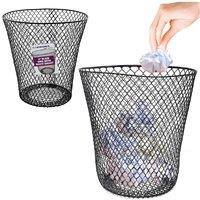 BARGAINS-GALORE Set Of 2 Wire Mesh Waste Bin 9' Paper Rubbish Garbage For Home Office in Black