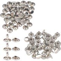 Neel Blue 6mm Double Cap Rivets Leather Rivet, Tubular Metal Studs - 100 Set in Silver