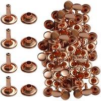 Neel Blue 10mm Double Cap Rivet Tubular Metal Studs, Leather Rivets - 100pcs in Rose Gold