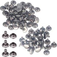 Neel Blue 6mm Double Cap Rivets Leather Rivet, Tubular Metal Studs - 100 Set in Black