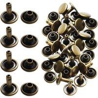 Neel Blue 10mm Double Cap Rivet Tubular Metal Studs, Leather Rivets - 100pcs in Bronze