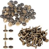 Neel Blue 8mm x 14mm Extra Long Double Cap Studs, Brass Tubular Rivets - 50pcs in Bronze