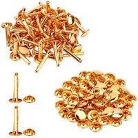 Neel Blue 10mm x 18mm Double Cap Rivets, Extra Long Tubular Metal Studs - 50pcs in Gold