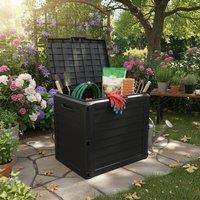 Gr8 Garden 140L Anthracite Garden Storage Box with Lid in Dark Grey