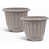 simpa Round Chunky Plastic Planters - Set of 2 in Grey | Size: Large