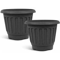 simpa Round Chunky Plastic Planters - Set of 2 in Black | Size: XL