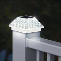 SPETLEK Solar LED Post Cap Light Square Garden Fence Lamp for 3.5-4 Inch Post in White