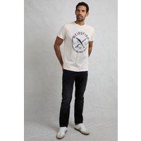Weird Fish Men's Hudson Front Print Branded T-Shirt in Off-White | Size: Small
