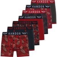 Kandor Men's Florid Boxer Shorts (Pack of 7) in Red | Size: Large
