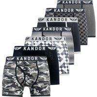 Kandor Men's Jeckers Assorted Designs Boxer Shorts (Pack of 7) in Dark Grey | Size: Large