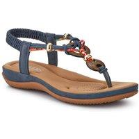 Pavers Women's Elasticated Toe Post Sandals in Blue | Size: 8