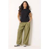 PixieGirl Women's Petite Wide Leg Trousers in Olive | Size: 10S