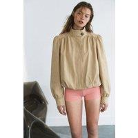 OUTTA BOX Women's Women's Lightweight Stand Collar Jacket Loose Fit Spring Autumn in Khaki | Size: Small