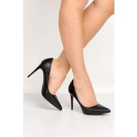 Miss Diva Women's Ingrid Pointed Toe Matt PU Court Shoes Heels in Black | Size: 4