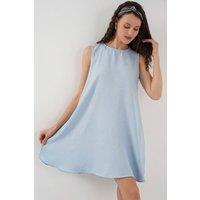 Big Dart Women's Linen Blended A-Form Mini Dress in Pale Blue | Size: Medium