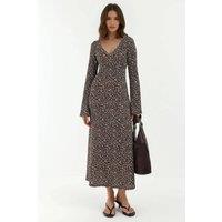 Hiccup Women's Elegant Flower Printed V-neck Bodycon Maxi Dress | Size: Large