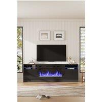H&O Direct Electric Fireplace Insert TV Stand with 36 Fireplace in Black