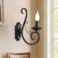 NIVOR Wall Light Bedside Sconce Antique Iron E14 Black 1 Light (2 Packs)