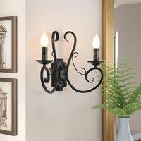 NIVOR Wall Bedside Sconce Lamp Antique Iron E14 White 1 Light (2 Packs) in Black