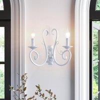 NIVOR Wall Sconces Indoor Metal Vintage Foyer E14 White 2 Lights (2 Pack)