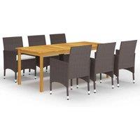 Berkfield Home 7 Piece Garden Dining Set with Cushions Brown