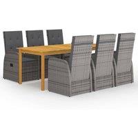 Berkfield Home 7 Piece Garden Dining Set with Cushions Grey Poly Rattan