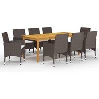 Berkfield Home 9 Piece Garden Dining Set with Cushions Brown