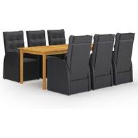 Berkfield Home 7 Piece Garden Dining Set with Cushions Black Poly Rattan