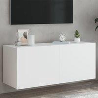 Berkfield Home TV Wall Cabinet with LED Lights White 100x35x41 cm | Size: 100 x 35 x 41 cm