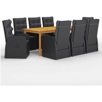 Berkfield Home 9 Piece Garden Dining Set with Cushions Black Poly Rattan