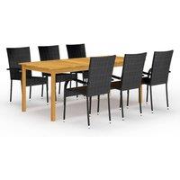 Berkfield Home 7 Piece Garden Dining Set Black