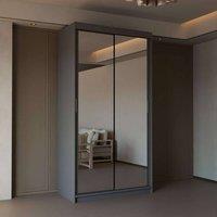 Sliding Wardrobes 4U Modern Double Sliding Door Wardrobe 90cm X 200cm in Grey | Size: 90 cm X 200 cm