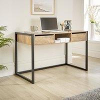 Home Source Office Computer Desk Laptop Workstation 2 Drawer Shelf Storage in Brown