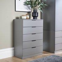 Home Source Phoenix Chest of Drawers Storage 5 Drawer Bedroom Organiser Bedside in Grey