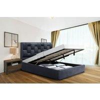 Comfy Living Ltd Plush Velvet Upholstered Gaslift Storage Bedframe in Dark Grey | Size: King