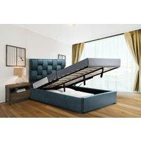 Comfy Living Ltd Plush Velvet Upholstered Gaslift Storage Bedframe in Duck Egg Blue | Size: King