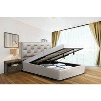 Comfy Living Ltd Plush Velvet Upholstered Gaslift Storage Bedframe in Cream | Size: King