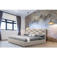 Comfy Living Ltd Plush Velvet Upholstered Bedframe in Cream | Size: King